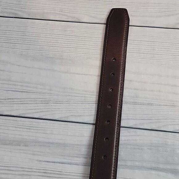 Unbranded Genuine Leather Belt - Brown Double Stitched Size S - Picture 5 of 6